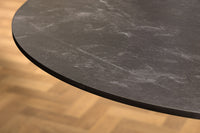 Runder Esstisch LYON 80cm anthrazit Marmor Keramik Bistrotisch schwarzer Säulenfuß