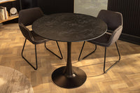 Runder Esstisch LYON 80cm anthrazit Marmor Keramik Bistrotisch schwarzer Säulenfuß