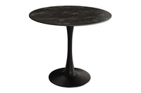 Runder Esstisch LYON 80cm anthrazit Marmor Keramik Bistrotisch schwarzer Säulenfuß