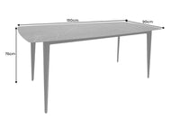 MILANO Moderner Esstisch 180cm anthrazit Keramik schwarze Metallbeine