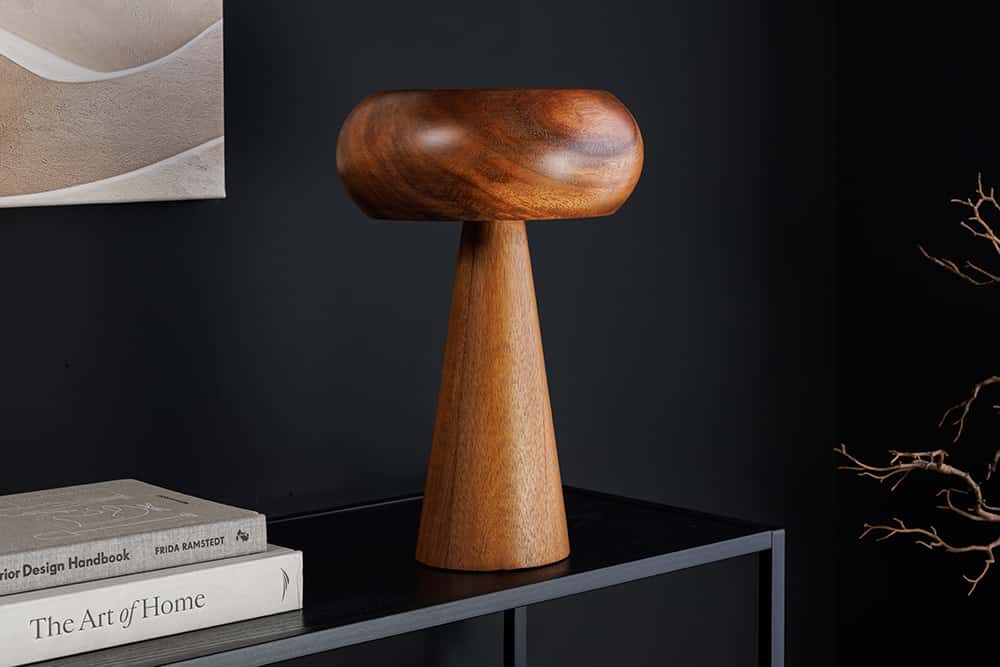 ALVA Runde Tischleuchte 24cm natur Akazienholz Eisen