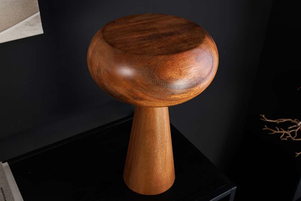 ALVA Runde Tischleuchte 24cm natur Akazienholz Eisen