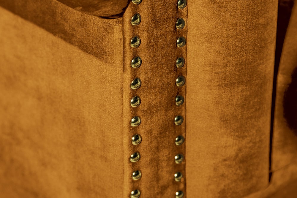 CHESTERFIELD Barock Sofa  205cm senfgelb Samt Federkern Knopfheftung 3-Sitzer Couch