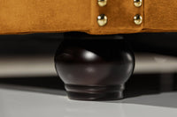 CHESTERFIELD Barock Sofa  205cm senfgelb Samt Federkern Knopfheftung 3-Sitzer Couch