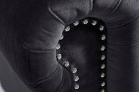 CHESTERFIELD Barock Sofa 205cm schwarz Samt Federkern Knopfheftung 3-Sitzer Couch