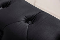 CHESTERFIELD Barock Sofa 205cm schwarz Samt Federkern Knopfheftung 3-Sitzer Couch