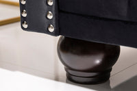 CHESTERFIELD Barock Sofa 205cm schwarz Samt Federkern Knopfheftung 3-Sitzer Couch