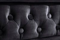 CHESTERFIELD Barock Sofa 205cm schwarz Samt Federkern Knopfheftung 3-Sitzer Couch