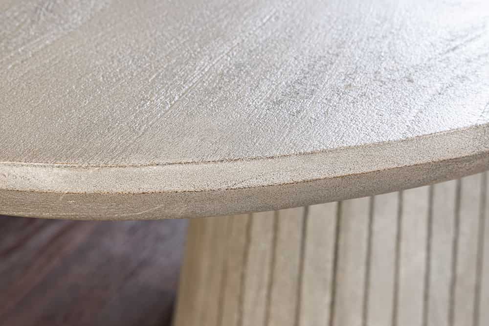 Ovaler Esstisch ART DECO 220cm smoke grau massives Mangoholz mit Säulenfuß