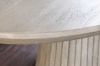 Ovaler Esstisch ART DECO 220cm smoke grau massives Mangoholz mit Säulenfuß