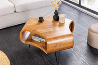 ORGANIC LIVING Retro Couchtisch braun Akazie Massivholz honey finish Stauraum