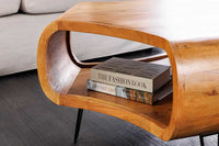 ORGANIC LIVING Retro Couchtisch braun Akazie Massivholz honey finish Stauraum