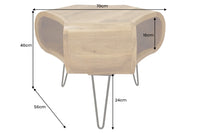 ORGANIC LIVING Retro Couchtisch braun Akazie Massivholz honey finish Stauraum