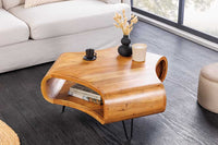 ORGANIC LIVING Retro Couchtisch braun Akazie Massivholz honey finish Stauraum