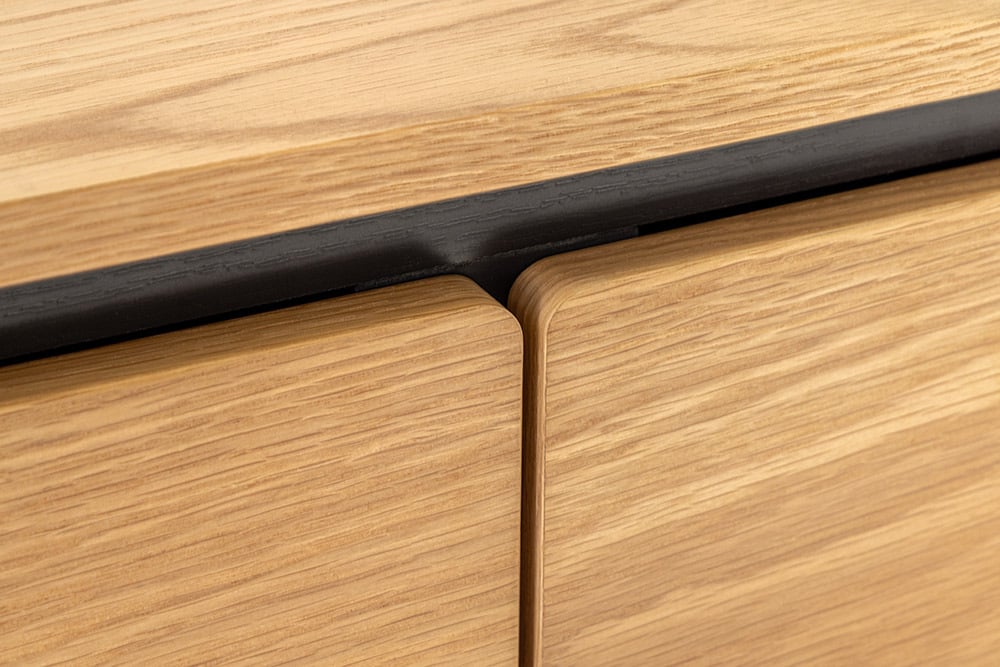 ATELIER Modernes TV-Board 120cm natur Eiche schwarz Metall Lowboard