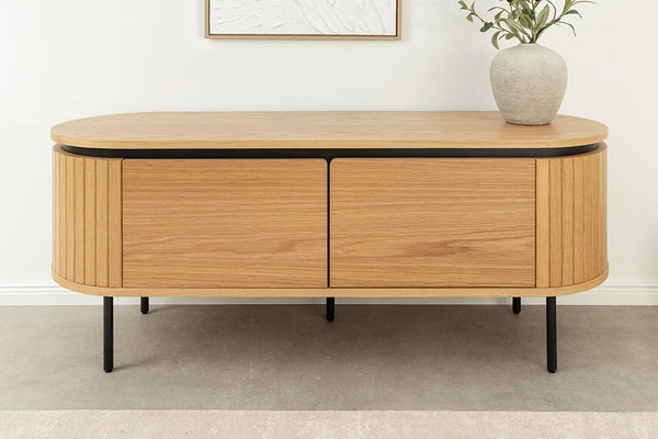 ATELIER Modernes TV-Board 120cm natur Eiche schwarz Metall Lowboard