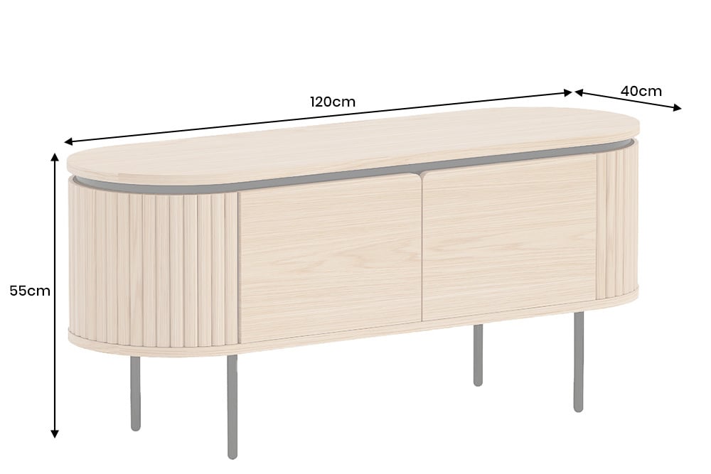 ATELIER Modernes TV-Board 120cm natur Eiche schwarz Metall Lowboard