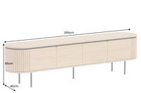 ATELIER Modernes TV-Board  200cm natur Eiche schwarz Metall Lowboard