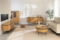 ATELIER Modernes Sideboard  160cm natur Eiche schwarz Metall vier Fächer