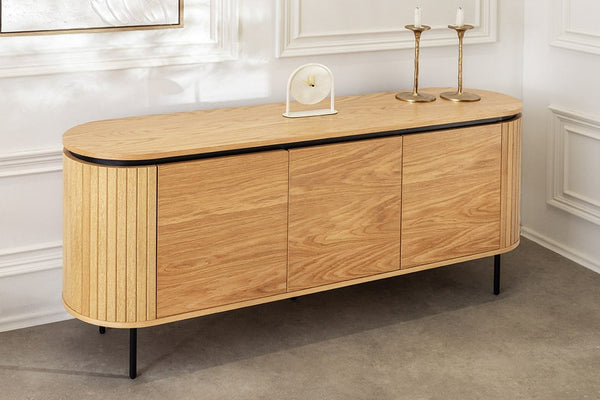 ATELIER Modernes Sideboard  160cm natur Eiche schwarz Metall vier Fächer