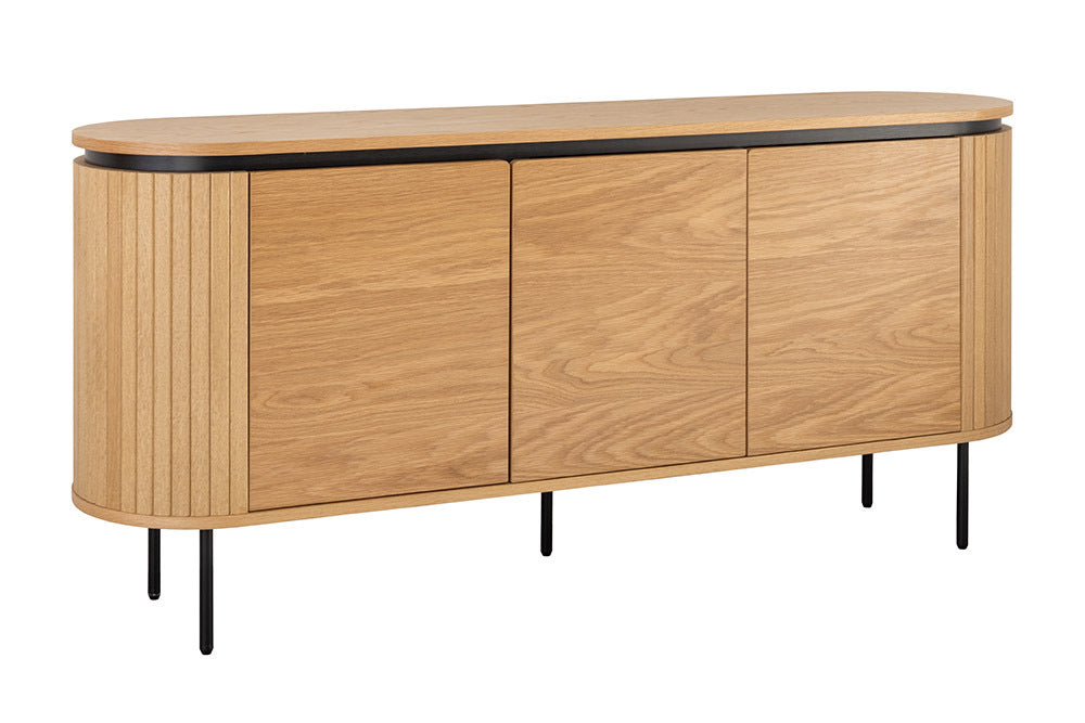 ATELIER Modernes Sideboard  160cm natur Eiche schwarz Metall vier Fächer