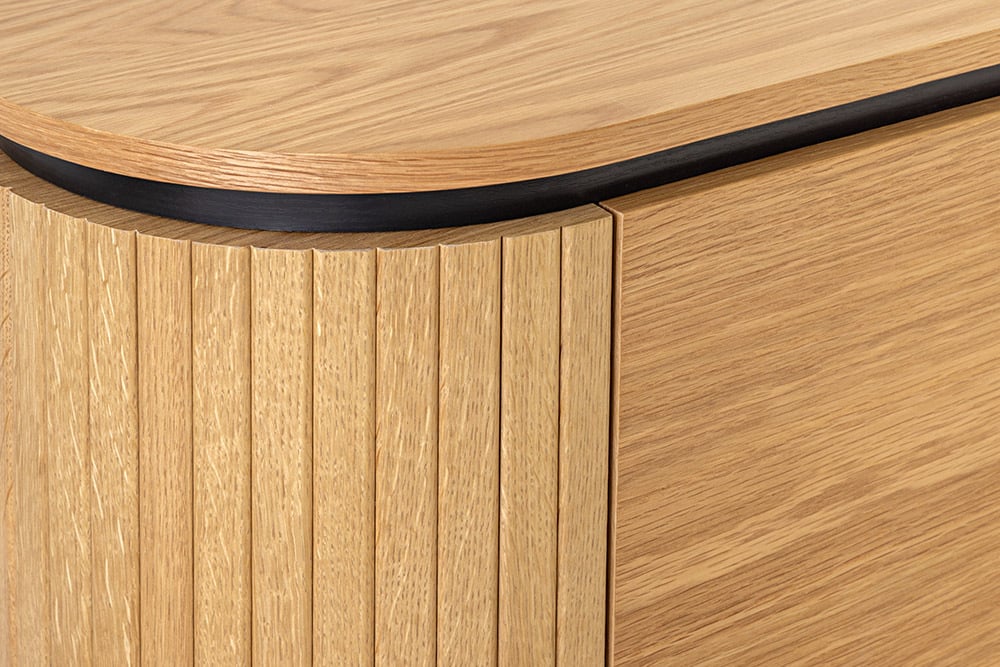 AMAZONAS Solid highboard 140cm acacia metal display cabinet tree edge