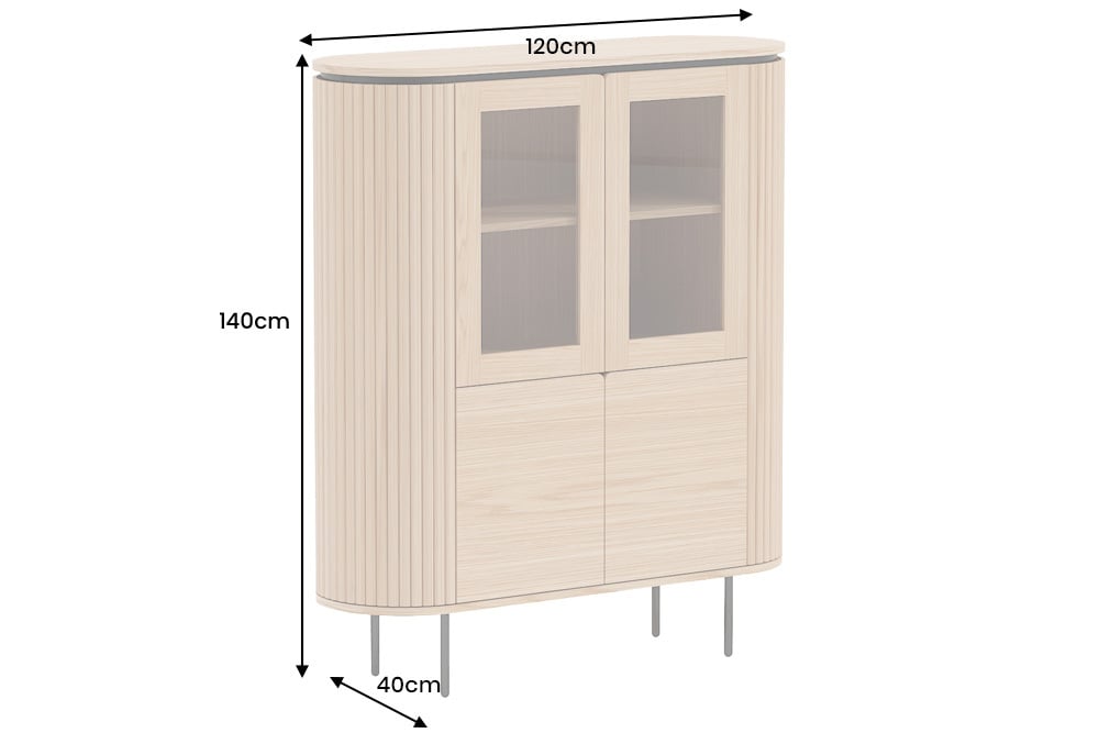 AMAZONAS Solid highboard 140cm acacia metal display cabinet tree edge