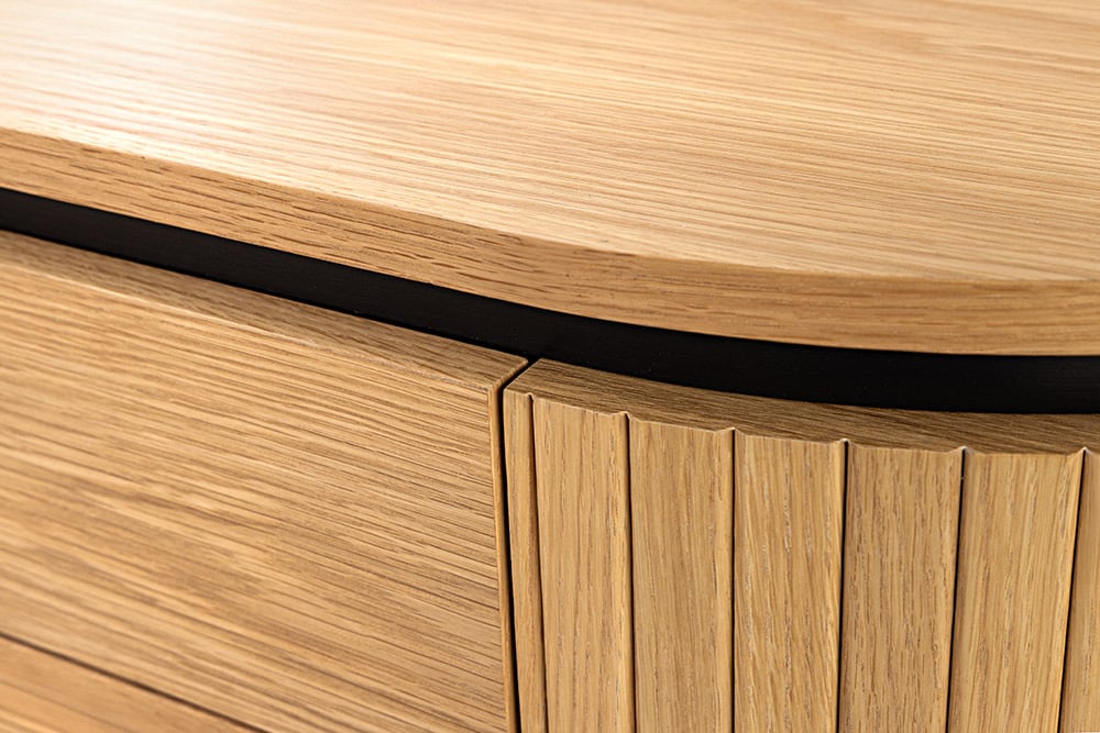 ATELIER Moderner Couchtisch 120cm natur Eiche schwarz mit zwei Schubladen