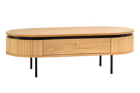 ATELIER Moderner Couchtisch 120cm natur Eiche schwarz mit zwei Schubladen