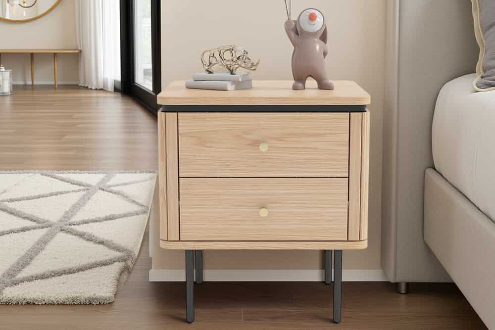 ATELIER Moderner Nachttisch 55cm Eiche Beistelltisch mit Schubladen