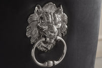 Stuhl MODERN BAROCK DELUXE schwarz Samt silber Edelstahlbeine mit Löwenkopf