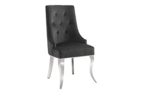 Stuhl MODERN BAROCK DELUXE schwarz Samt silber Edelstahlbeine mit Löwenkopf