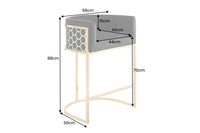 ELEGANCE Stilvoller Barhocker Samt Edelstahl gold mit Armlehne und Fußablage