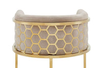 ELEGANCE Stilvoller Barhocker Samt Edelstahl gold mit Armlehne und Fußablage