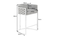 ELEGANCE Stilvoller Barhocker Samt Grau Edelstahl Silber mit Armlehne und Fußablage