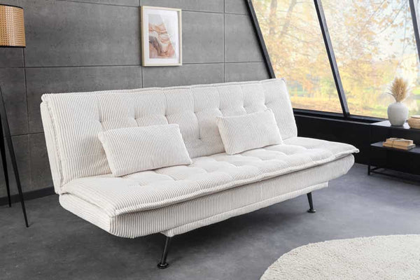 JAZZ Modernes Schlafsofa 195cm Cord 3-Sitzer mit Schlaffunktion Metallfüße schwarz