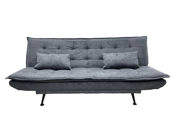 JAZZ Modernes Schlafsofa 195cm 3-Sitzer grauer Strukturstoff mit Schlaffunktion Metallfüße schwarz
