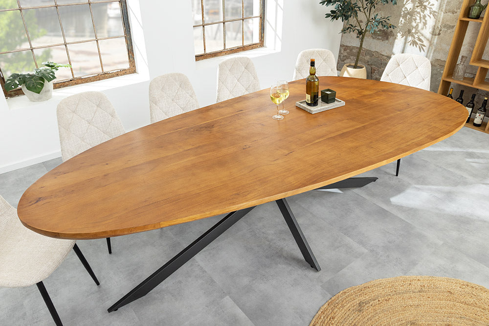 Massivholz Esstisch ORGANIC ARTWORK 240cm braun honey finish Akazie oval
