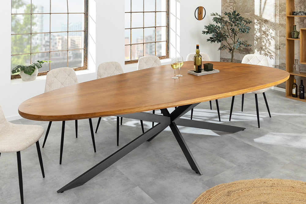 Massivholz Esstisch ORGANIC ARTWORK 240cm braun honey finish Akazie oval