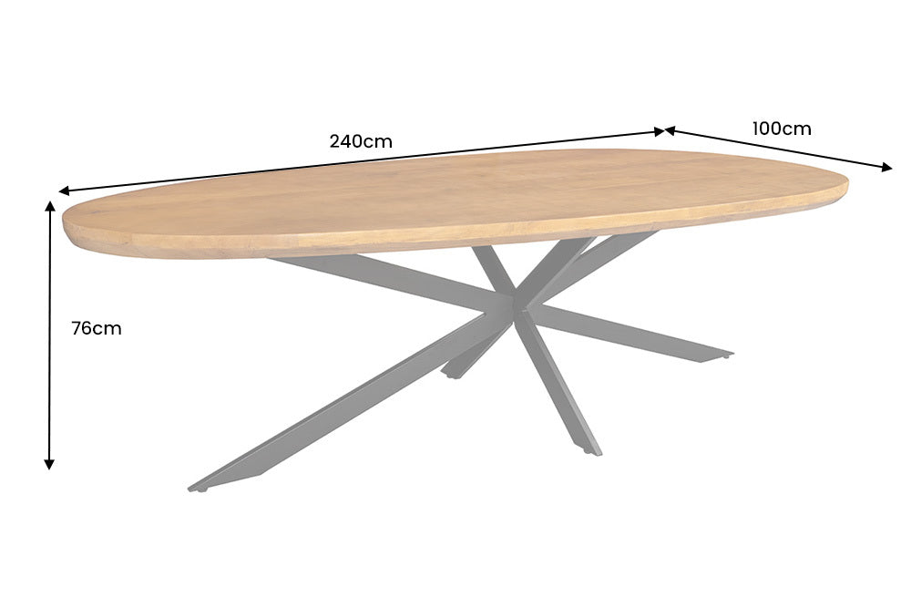 Massivholz Esstisch ORGANIC ARTWORK 240cm braun honey finish Akazie oval