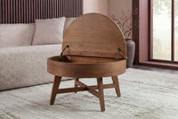 Massiver Couchtisch KYOTO 70cm braun Mangoholz im Walnuss-Design mit Stauraum