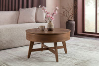 Massiver Couchtisch KYOTO 70cm braun Mangoholz im Walnuss-Design mit Stauraum
