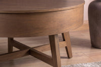 Massiver Couchtisch KYOTO 70cm braun Mangoholz im Walnuss-Design mit Stauraum