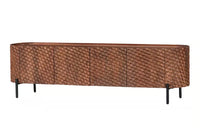 Massives TV-Board ADLON 200cm braun Mangoholz schwarz Metall Lowboard mit 3D- Front