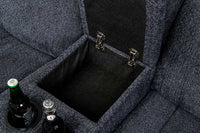 HOLLYWOOD 5-er Kinosessel Ecksofa 270 cm Strukturstoff dunkelgrau Federkern Getränkehalter Stauraum