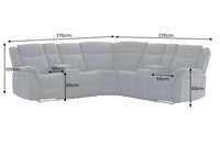 HOLLYWOOD 5-er Kinosessel Ecksofa 270 cm Strukturstoff dunkelgrau Federkern Getränkehalter Stauraum