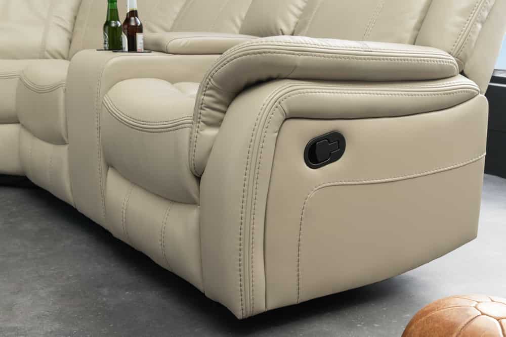 HOLLYWOOD 5-er Kinosessel Ecksofa 270 cm Kunstleder Federkern Getränkehalter Stauraum