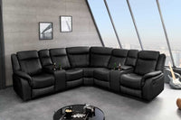 HOLLYWOOD 5-er Kinosessel Ecksofa 270 cm Kunstleder Federkern Getränkehalter Stauraum