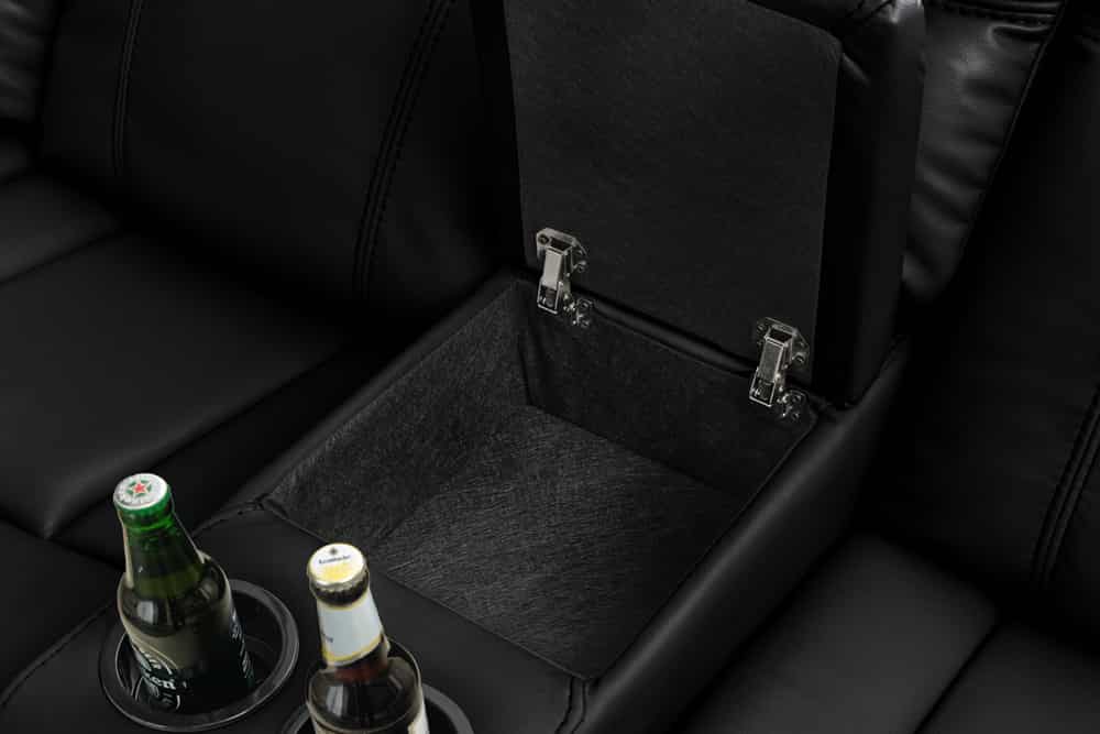 HOLLYWOOD 5-er Kinosessel Ecksofa 270 cm Kunstleder Federkern Getränkehalter Stauraum