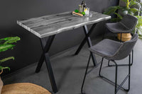WILD Industrial Bartisch 120cm grau Wildeichen-Design schwarz Metall X-Gestell